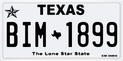 TX license plate BIM1899