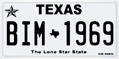 TX license plate BIM1969