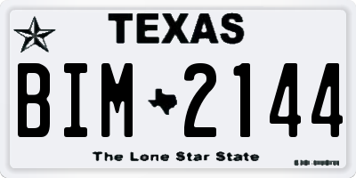 TX license plate BIM2144