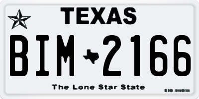 TX license plate BIM2166