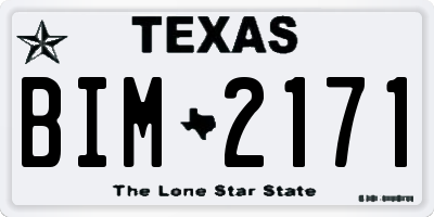 TX license plate BIM2171