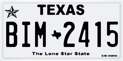 TX license plate BIM2415