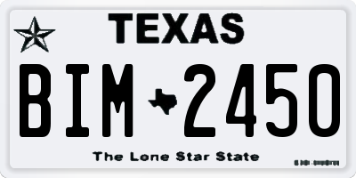 TX license plate BIM2450