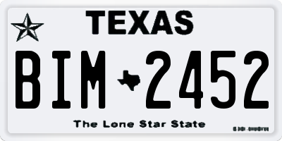 TX license plate BIM2452