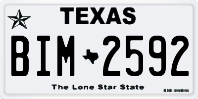 TX license plate BIM2592