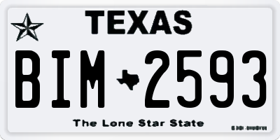 TX license plate BIM2593