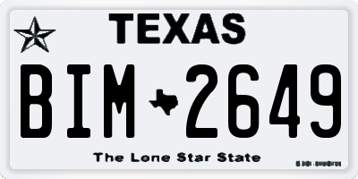 TX license plate BIM2649