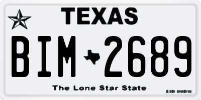 TX license plate BIM2689