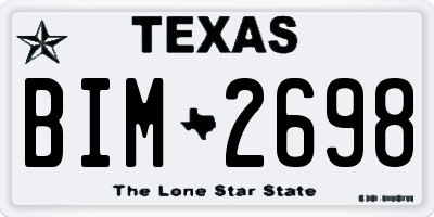 TX license plate BIM2698