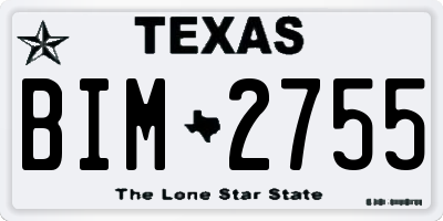 TX license plate BIM2755