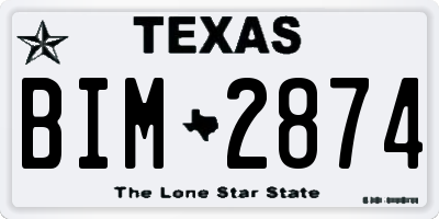 TX license plate BIM2874