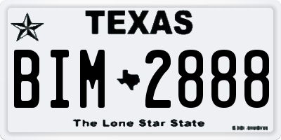 TX license plate BIM2888