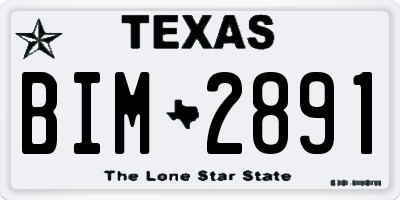 TX license plate BIM2891
