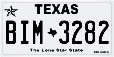 TX license plate BIM3282