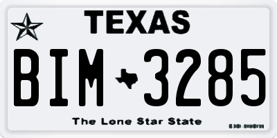 TX license plate BIM3285