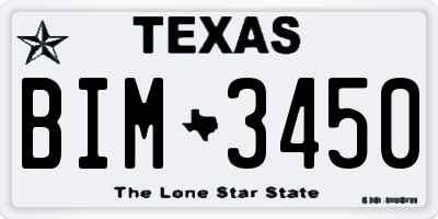 TX license plate BIM3450