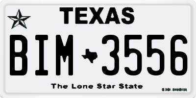 TX license plate BIM3556