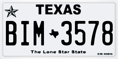 TX license plate BIM3578