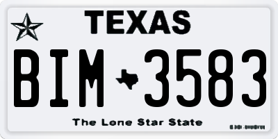 TX license plate BIM3583