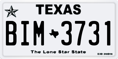 TX license plate BIM3731