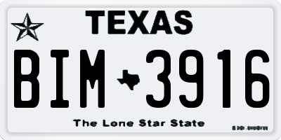 TX license plate BIM3916