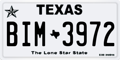 TX license plate BIM3972
