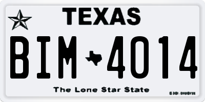 TX license plate BIM4014