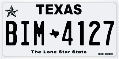 TX license plate BIM4127