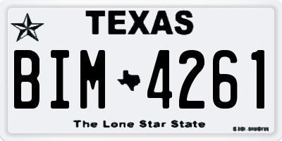 TX license plate BIM4261