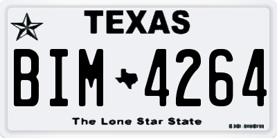 TX license plate BIM4264