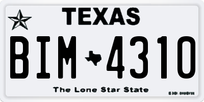 TX license plate BIM4310