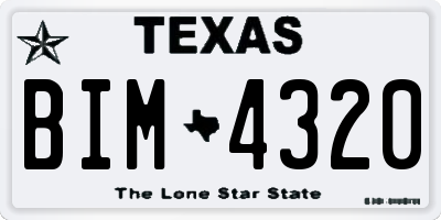 TX license plate BIM4320
