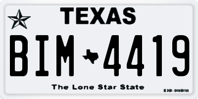 TX license plate BIM4419