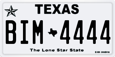 TX license plate BIM4444