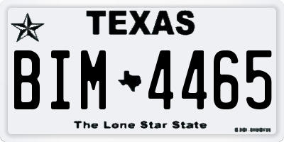 TX license plate BIM4465
