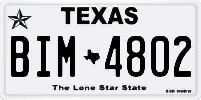 TX license plate BIM4802