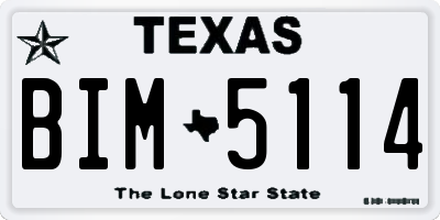TX license plate BIM5114