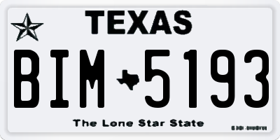 TX license plate BIM5193