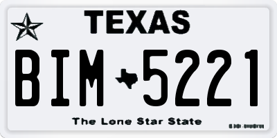 TX license plate BIM5221