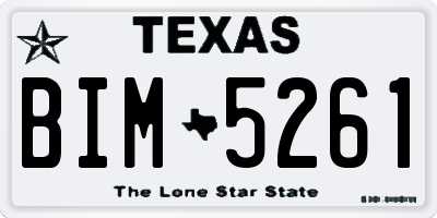 TX license plate BIM5261