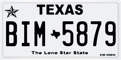 TX license plate BIM5879