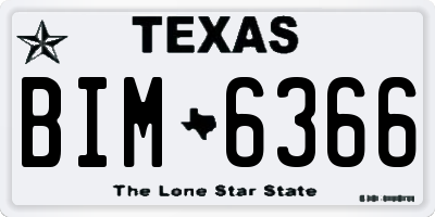 TX license plate BIM6366