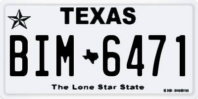 TX license plate BIM6471