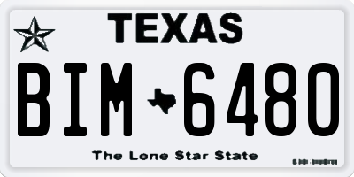 TX license plate BIM6480