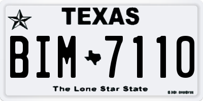 TX license plate BIM7110
