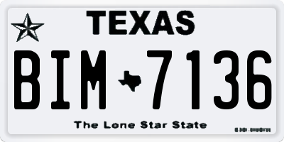 TX license plate BIM7136