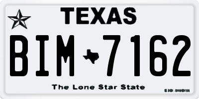 TX license plate BIM7162