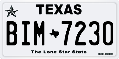 TX license plate BIM7230