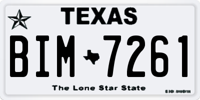 TX license plate BIM7261