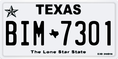 TX license plate BIM7301